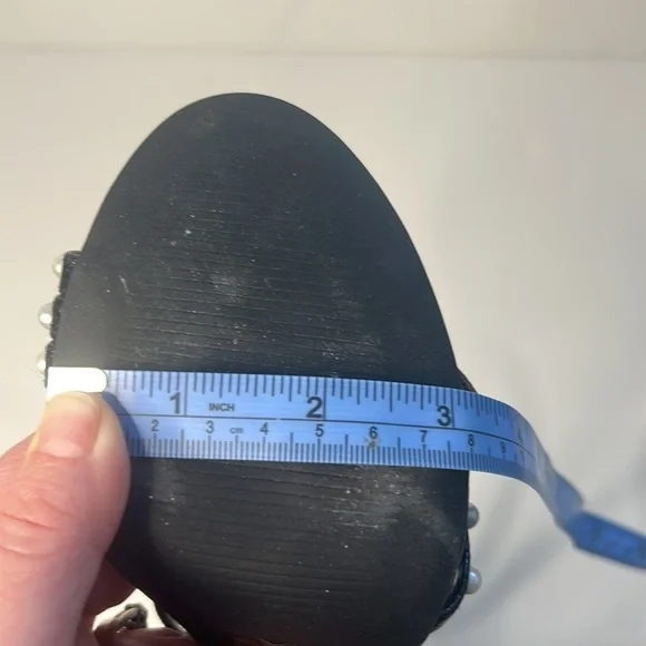 Steve Madden Meg 4" Heels Snake Pearl Ankle Strap Black 7M PU Upper - Picture 7 of 7